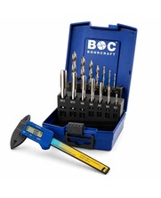 Bohrcraft Maschinengewindebohrer-Set HSS-E M3–M12 mit 7 Spiralbohrern – 14-teilig