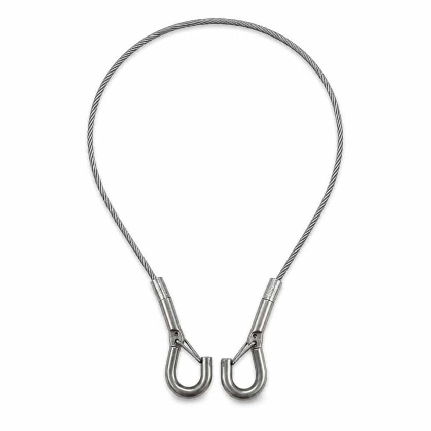 RVS-304-Stahlseil, 65 cm, mit Federclips und Haken – 1,5 mm