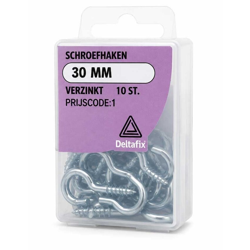 Deltafix Schraubhaken 30 mm aus verzinktem Stahl – 10 Stück