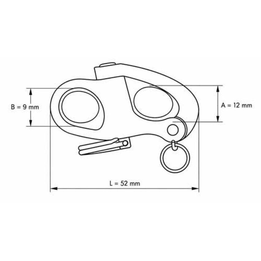Snapschakel met oog 12 x 52 x 9 mm RVS A4