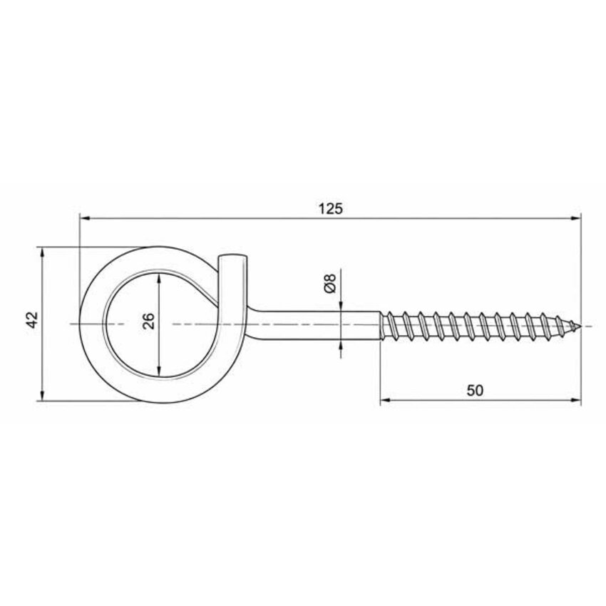 Schommelhaakset met krul 10x125mm 2 dlg