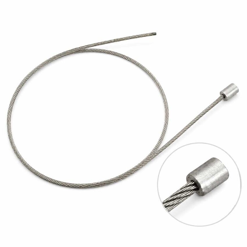 Steel cable 2.5 mm with aluminium end stop – welded end – 1, 2, 3 or 5m