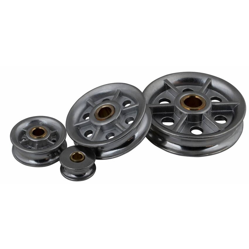 RVS Katrolschijf 125mm met Messing Bus voor Touw en Staalkabel A4