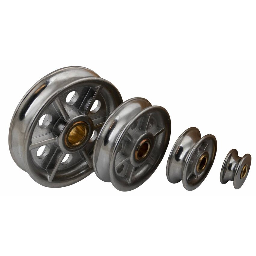 RVS Katrolschijf 125mm met Messing Bus voor Touw en Staalkabel A4