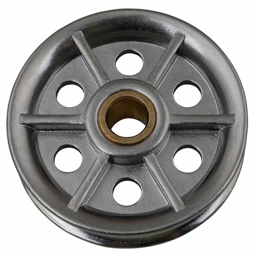 RVS Katrolschijf 125mm met Messing Bus voor Touw en Staalkabel A4