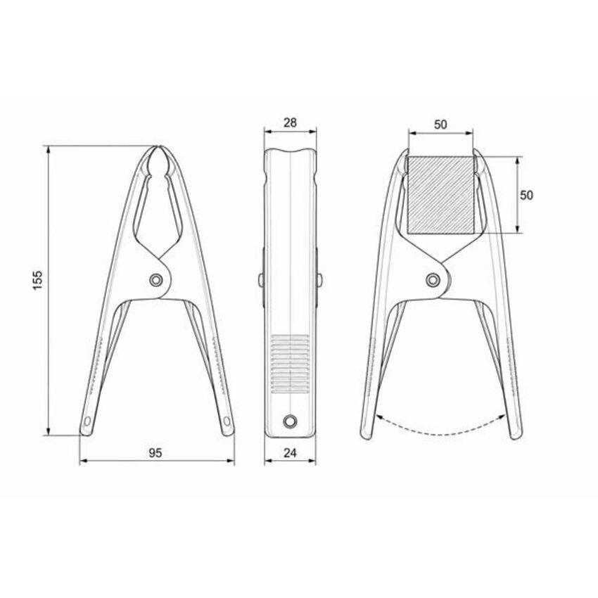 Federzwinge 150 mm verzinkt – Spannweite 50 mm Spannweite 50 mm