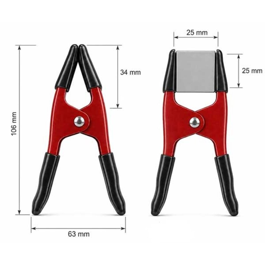 Spring Clamp 10cm Red with rubber protectors