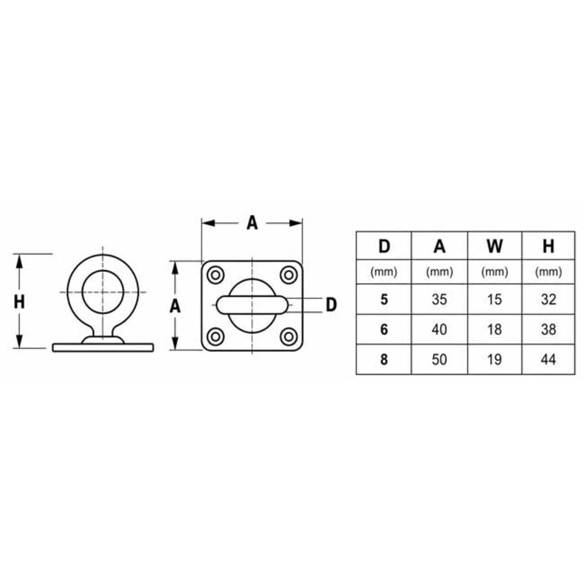 Edelstahl Augplatte Befestigunghaken 40mm met drehbar Wirbel