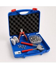 Complete lead sealing pliers kit in carrying case with stainless steel sealing wire and lead seals