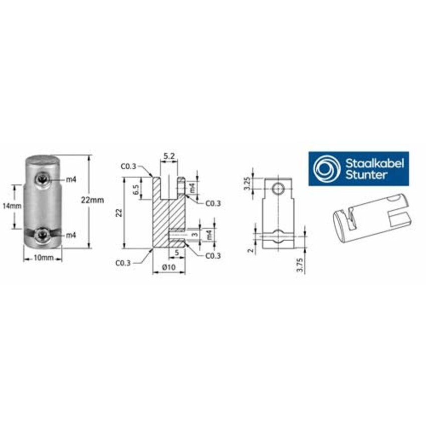 Plexiglas ophangsysteem 1 mm, zilverkleurig - 4 stuks - Technx