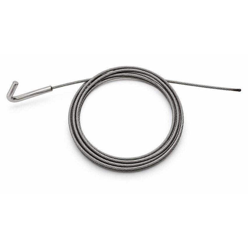 Steel cable with fixed J-hook, 1.5 mm Ø, 150 cm, hook thickness 4 mm