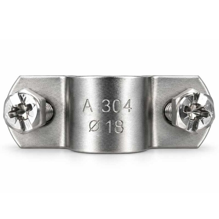 Edelstahl Rohrschelle 16–24 mm mit Gewindemutter  M8