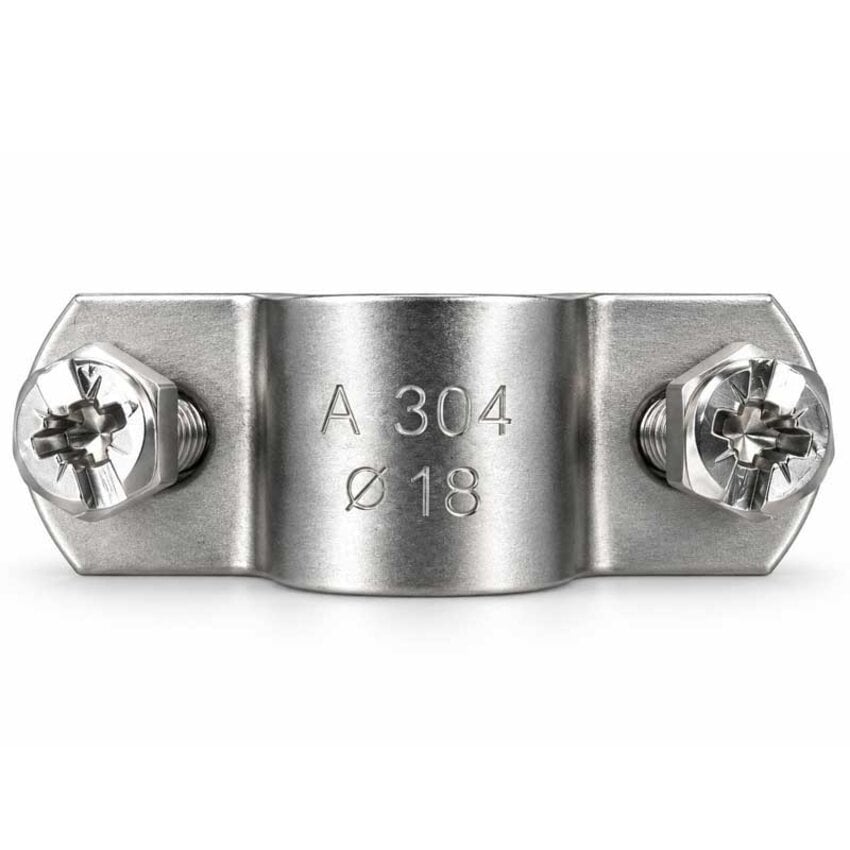 RVS buisklem 16–24 mm met draadmoer M8