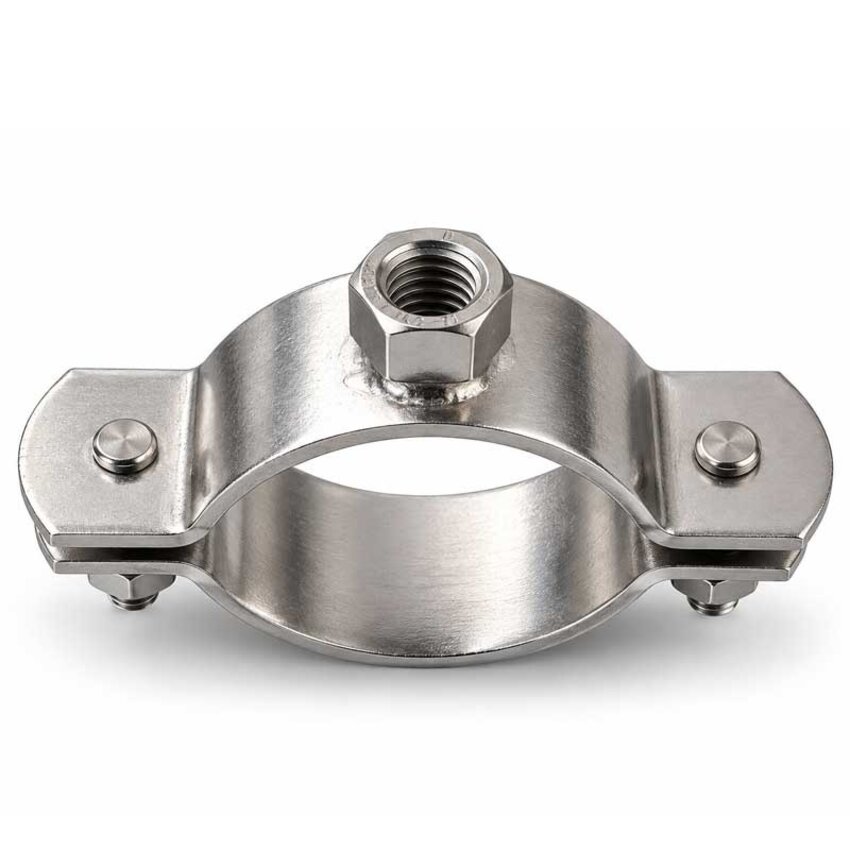 Edelstahl Rohrschelle 16–24 mm mit Gewindemutter  M8