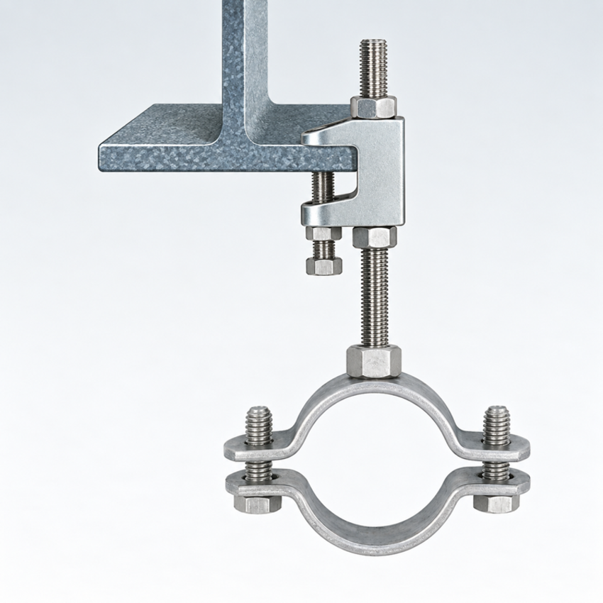 Stainless Steel Pipe Clamp 110-116 mm with Threaded Nut M10