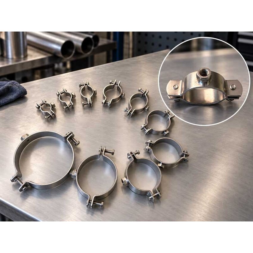 RVS buisklem 20-27 mm met draadmoer M8