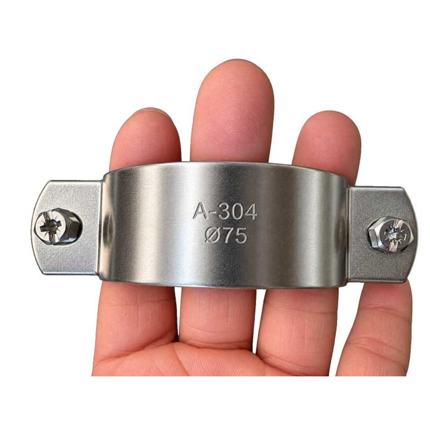 Stainless Steel Pipe Clamp 70-77 mm with Threaded Nut M10