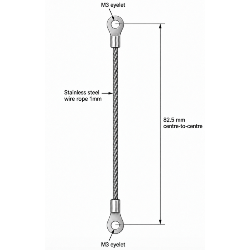 Beidseitiges Stahlkabel mit Kabelöse für m3 - 120mm