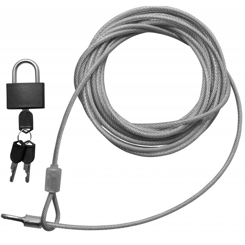 Security Kabel 5 meter met Vorhängeschloss x 4mm dikte