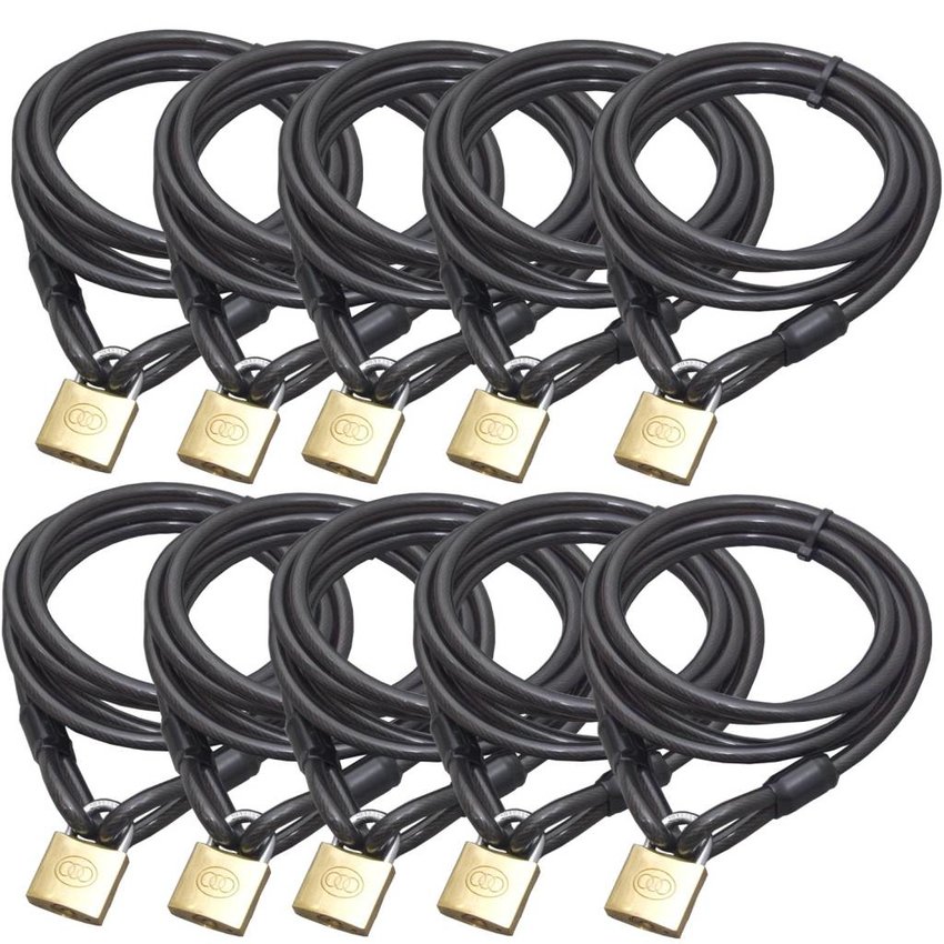 Keyed Alike Steel Cable Lock Terrace cables 2 meter 10 pieces catering Action
