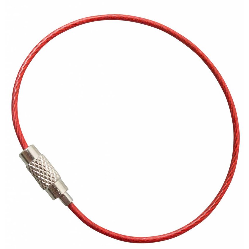 Steelwire 150 mm 'bracelet' steel wire key ring Red