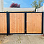 Dubbele houten poort met stalen frame