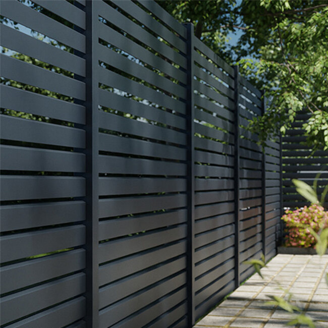 Aluminium lamel rhombus scherm compleet (zonder palen)