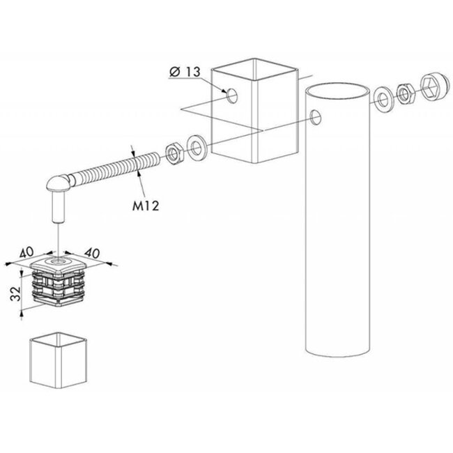 GBM12-DP40 | Scharnierset voor tuinpoorten