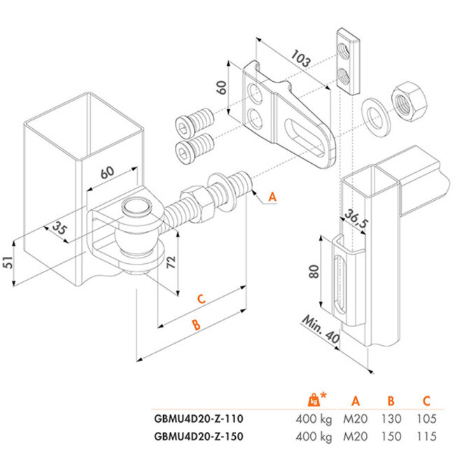 4-Dimensionaal regelbaar 180° scharnier (set 2 stuks)