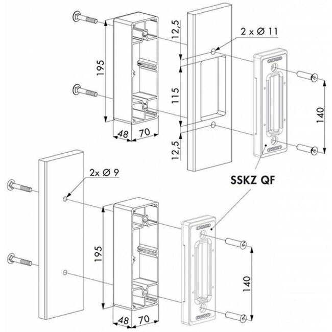 O-SET | Aluminium adapter bakje voor platte profielen