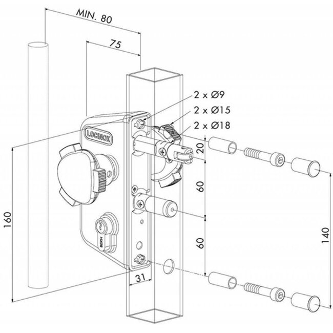 LAKZ P1 WSI | Zwembadslot - 40 mm kokerprofiel