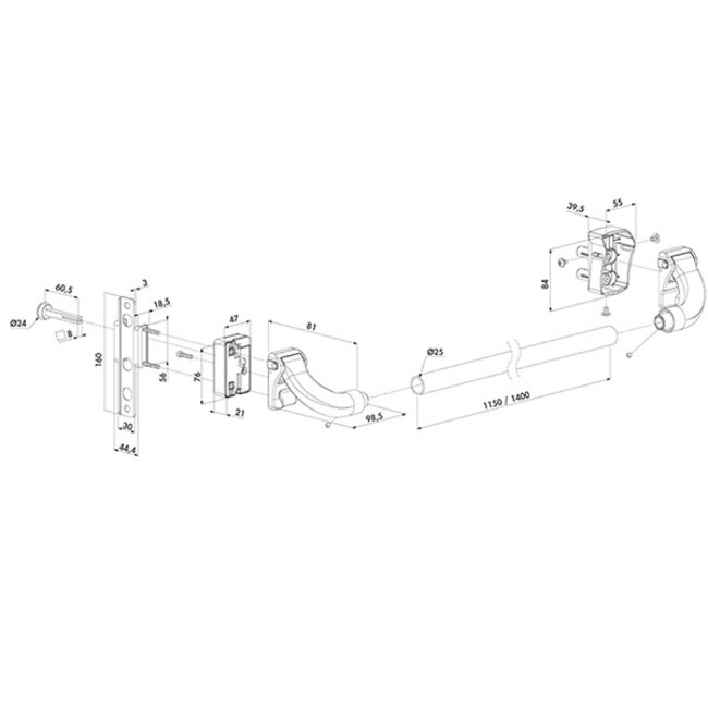 Pushbar | Anti paniek opener voor poortslot in opbouw