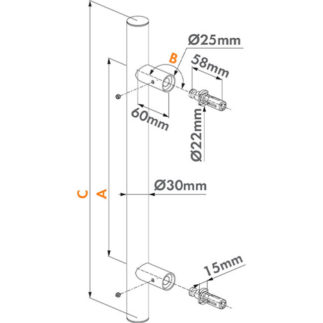 Vaste roestvrijstalen deurgreep | BAR-I-300