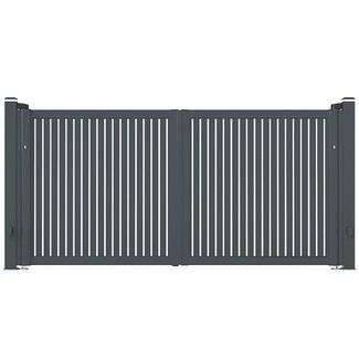Dubbele aluminium poort met verticale lamellen