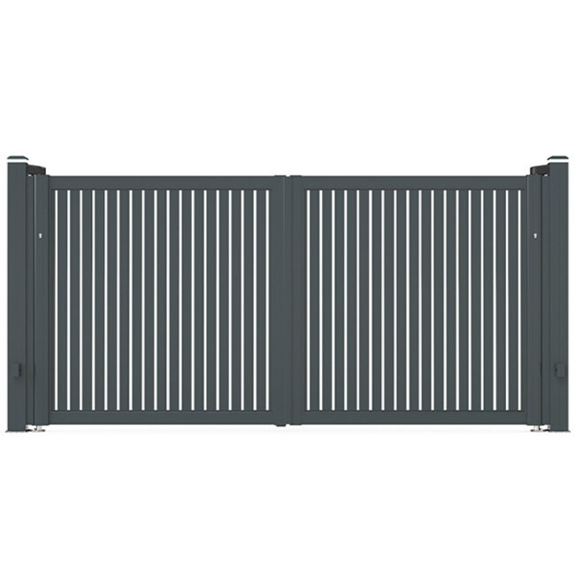 Dubbele aluminium poort met verticale lamellen