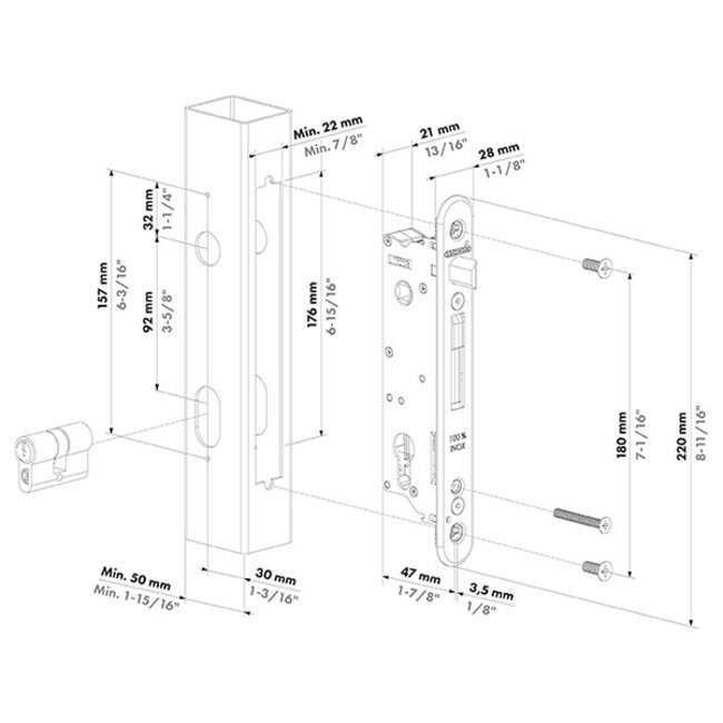 Insteekslot Fiftylock 30mm doornmaat