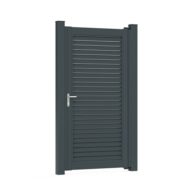 Aluminium poort met schuine lamellen