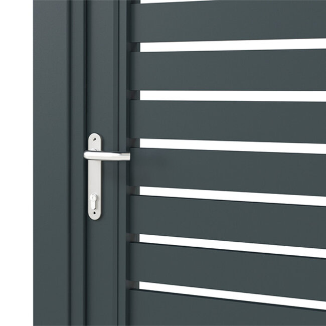 Dubbele aluminium poort - half open 80 horizontaal