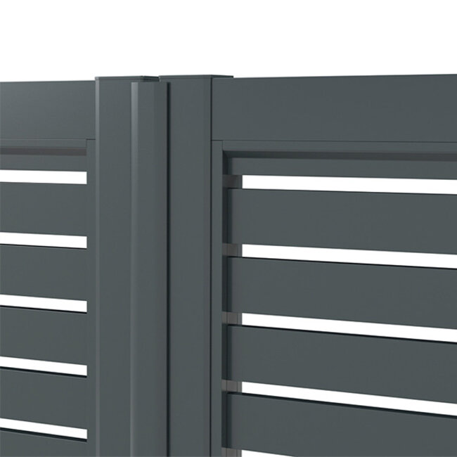 Dubbele aluminium poort met horizontale lamellen
