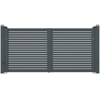 Dubbele aluminium poort - half open 80 horizontaal