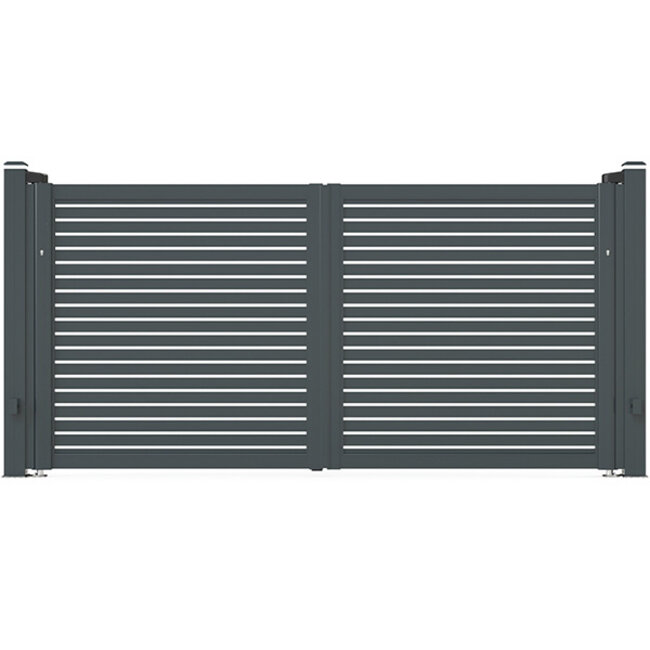 Dubbele aluminium poort met horizontale lamellen