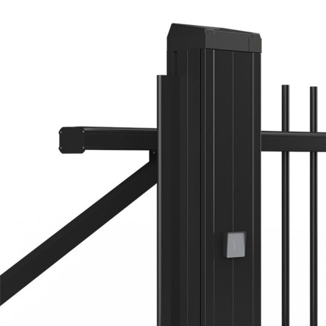 Handmatige schuifpoort spijlenvulling gecoat