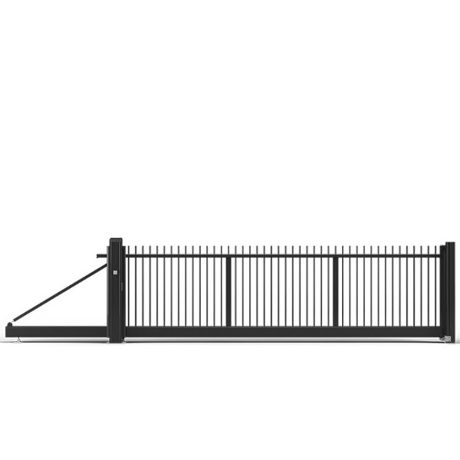 Handmatige schuifpoort spijlenvulling gecoat