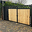 Stalen dubbele poort - Accoya hout met kruis