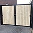 Stalen dubbele poort - Accoya hout