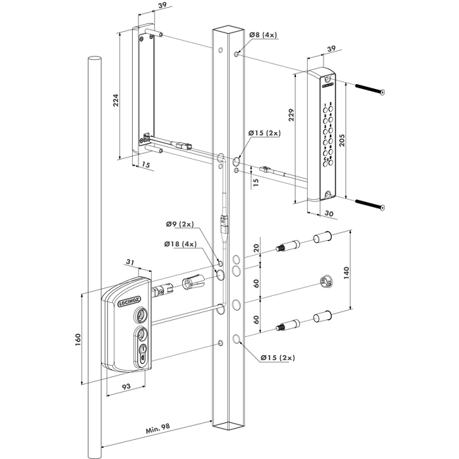 VOLTA - Opbouwslot met externe codeklavier