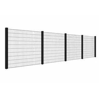 Compleet pakket dubbelstaafmat hekwerk - kokerpalen 60x40 mm - gecoat