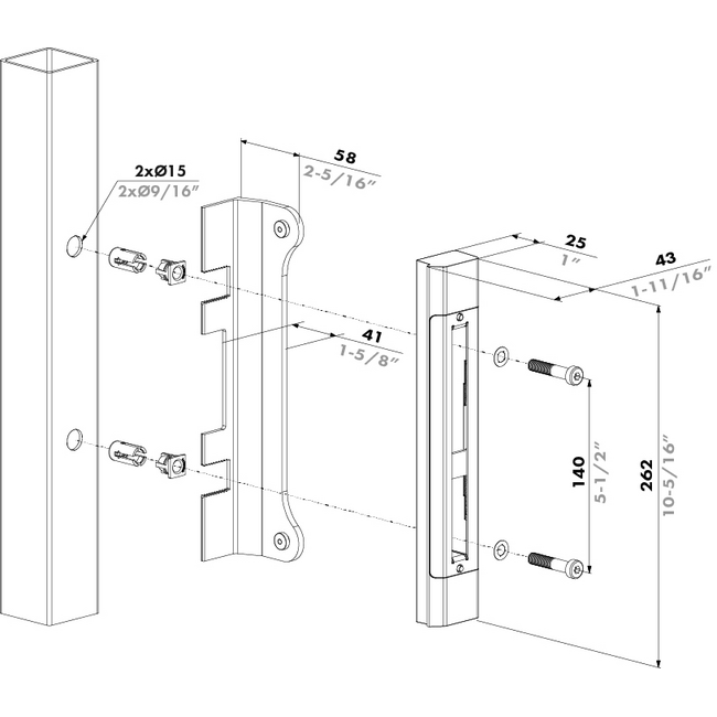 SFKO - Roestvrijstalen opbouwslotvanger voor insteeksloten