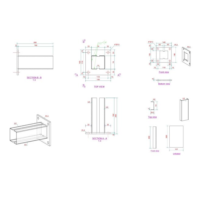 Paalvoet adapter voor koker 80 x 80 mm - Thermisch verzinkt
