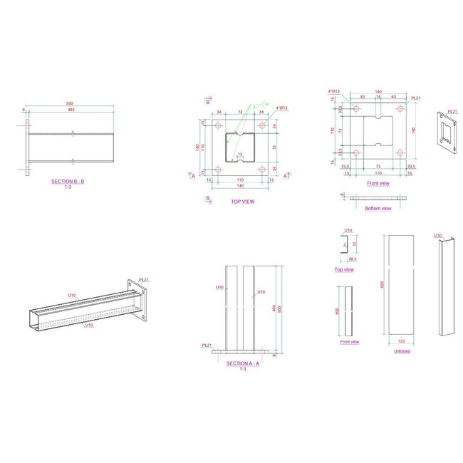 Paalvoet adapter voor koker 80 x 80 mm - Thermisch verzinkt